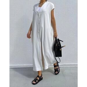 OOTD New York White Cream Maxi Vest Dress One Size